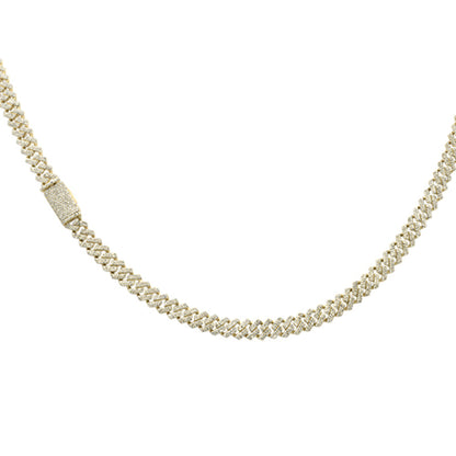 Muse Jewelry 6mm 5.20ct G SI 14K Yellow Gold Diamond Square Cuban Necklace 22" Long