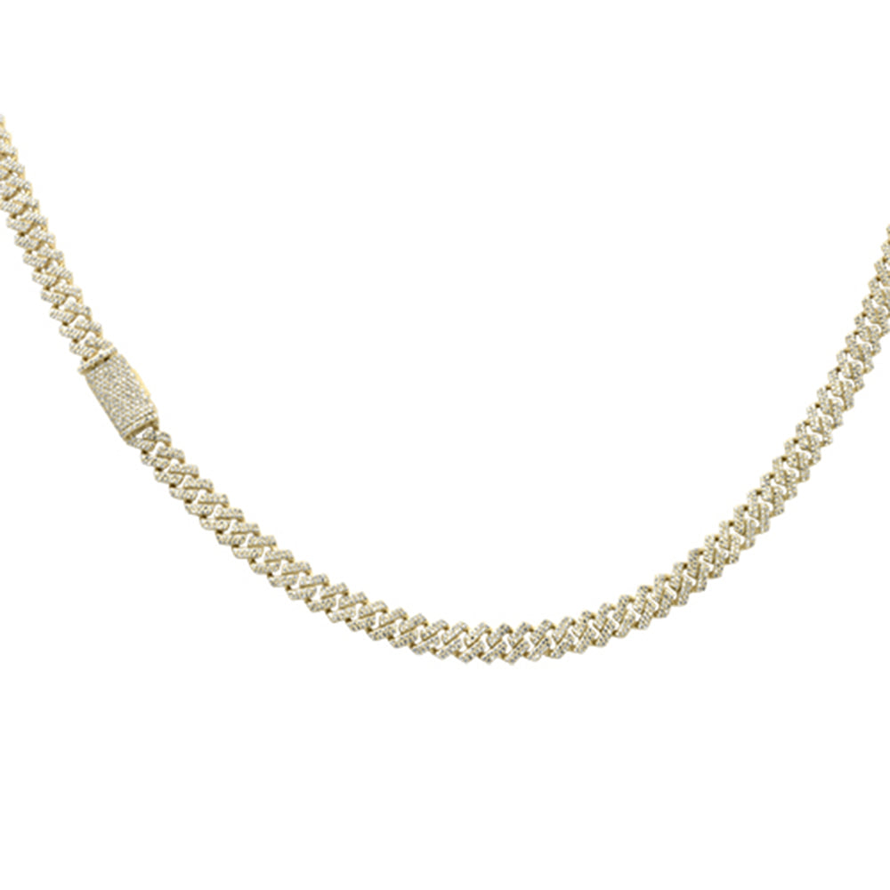 Muse Jewelry 5mm 4.59ct G SI 14K Yellow Gold Round Diamond Square Cuban Necklace 20" Long