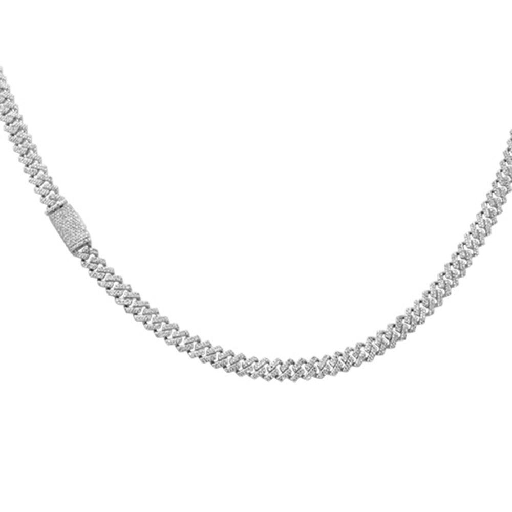 Muse Jewelry 6MM 5.23ct G SI 14K White Gold Round Diamond Square Cuban Necklace 22" Long