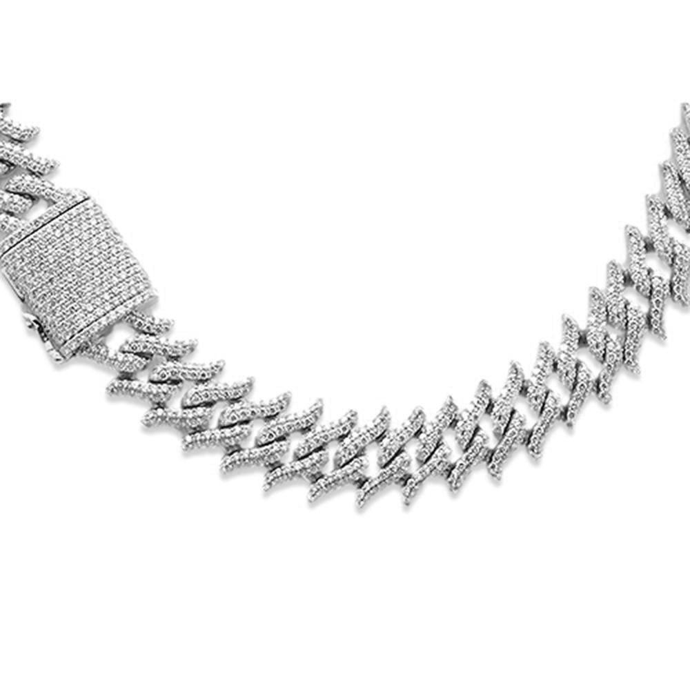 Muse Jewelry 9mm 10.51ct G SI 14K White Gold Round Diamond Spiked Cuban Necklace 22"