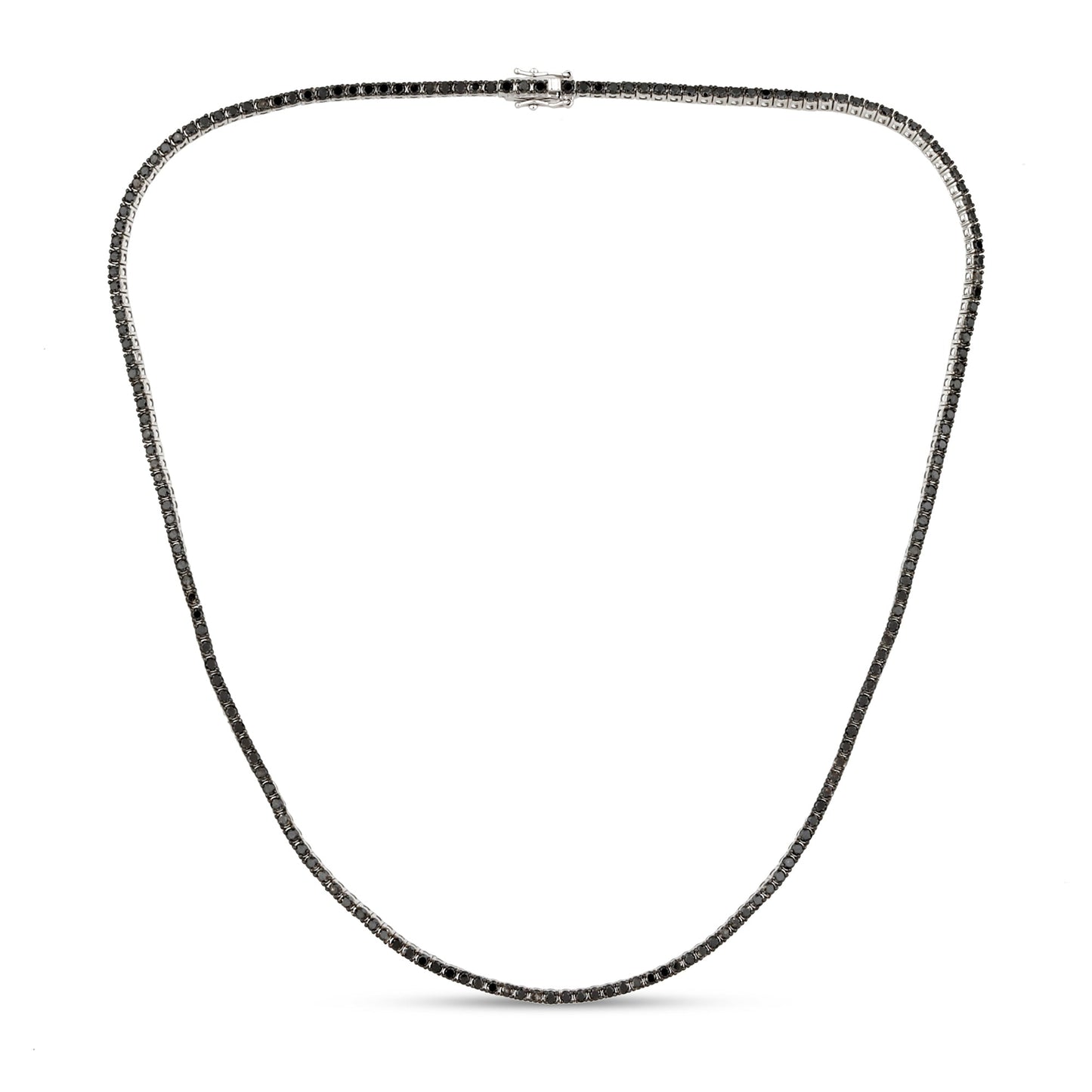 Muse Jewelry 5.17ct G SI 14K White Gold Diamond Black Diamond Tennis Necklace 16" Long