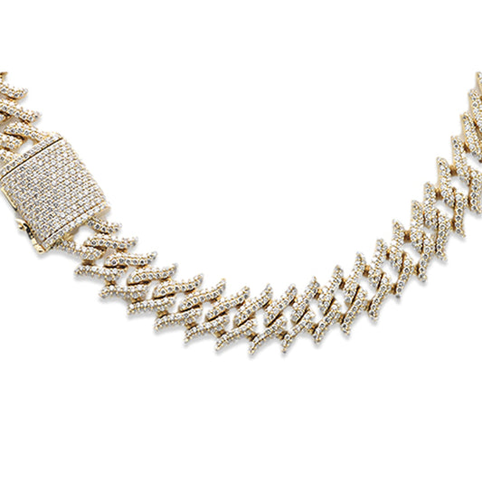 Muse Jewelry 7mm 6.53ct G SI 14K Yellow Gold Round Diamond Spiked Cuban Necklace 22"