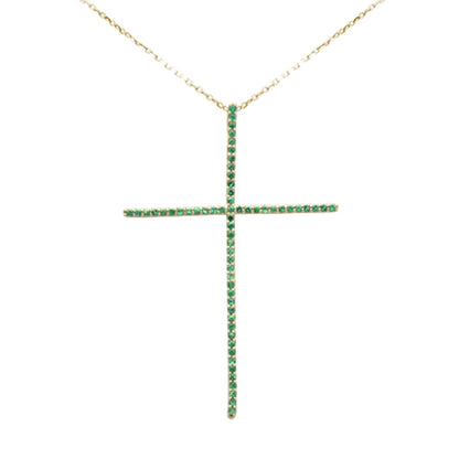 Muse Jewelry .32ct G SI 14K Yellow Gold Emerald Gemstones Pendant Necklace 18" Long Chain