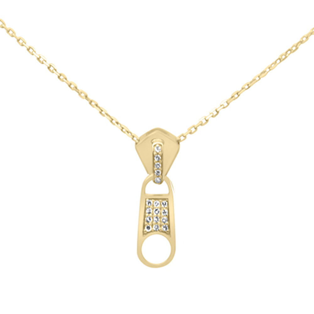 Muse Jewelry .08ct G SI 14K Yellow Gold Diamond Zipper Style Pendant Necklace 18" Long Chain