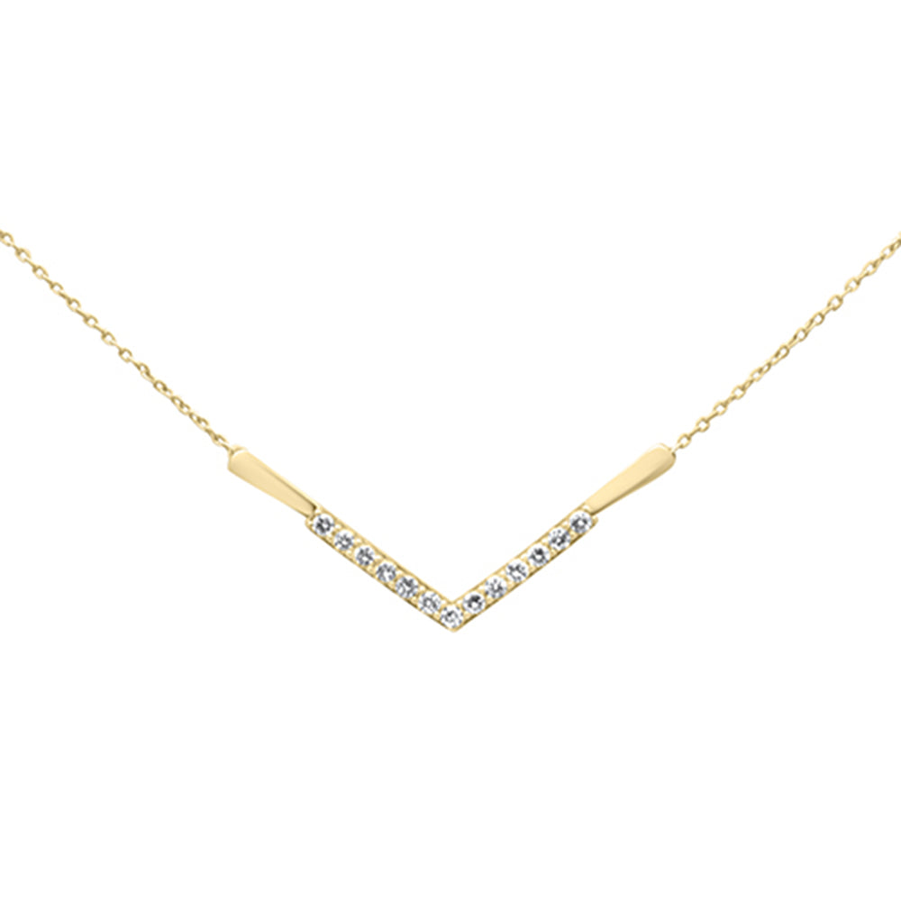 Muse Jewelry .25ct G SI 14K Yellow Gold Diamond V Shape Pendant Necklace 18" Long Chain