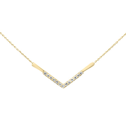 Muse Jewelry .25ct G SI 14K Yellow Gold Diamond V Shape Pendant Necklace 18" Long Chain