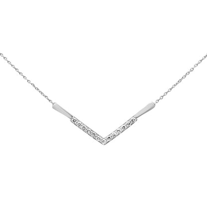 Muse Jewelry .25ct G SI 14K White Gold Diamond V Shape Pendant Necklace 18" Long Chain