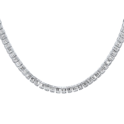 Muse Jewelry 5.92ct G SI 14K White Gold Round & Baguette Diamond Tennis Necklace 22" Long