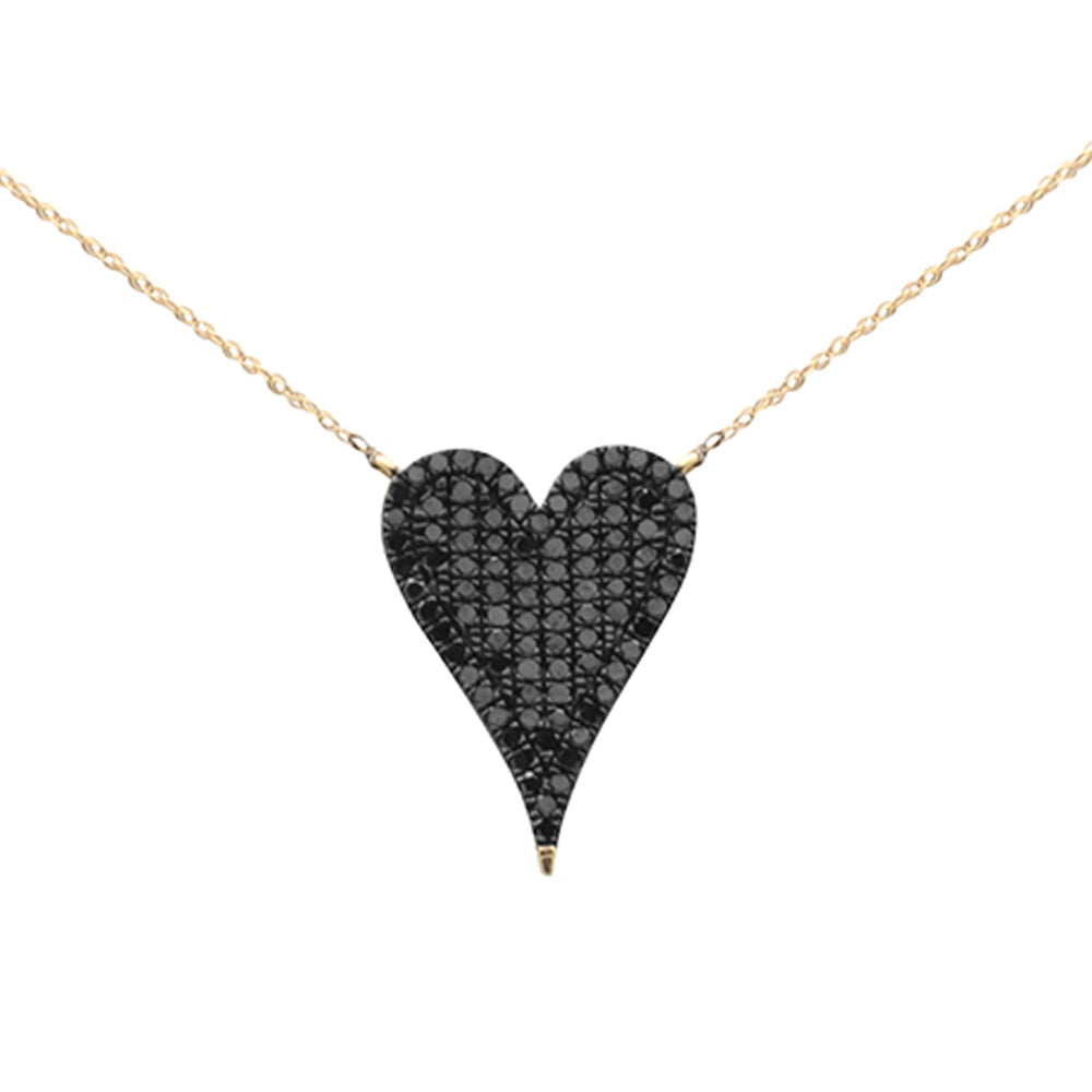 Muse Jewelry .72ct G SI 14K Yellow Gold Diamond Heart Shape Black Diamond Pendant Necklace 18" Long Chain