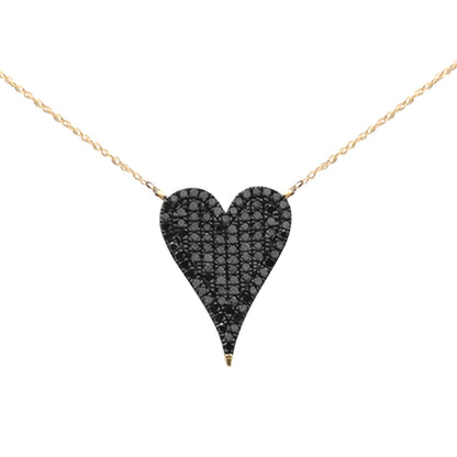 Muse Jewelry .72ct G SI 14K Yellow Gold Diamond Heart Shape Black Diamond Pendant Necklace 18" Long Chain