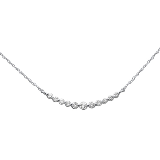 Muse Jewelry .25ct G SI 14K White Gold Graduated Set Diamond Pendant Necklace 18" Long Chain