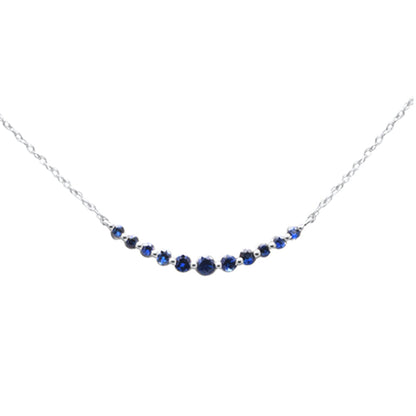 Muse Jewelry .30ct G SI 14K White Gold Blue Sapphire Gemstones Pendant Necklace 18" Long Chain