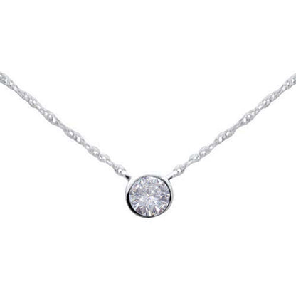 Muse Jewelry .22ct G SI 14K White Gold Diamond Solitaire Pendant Necklace 18" Long Chain