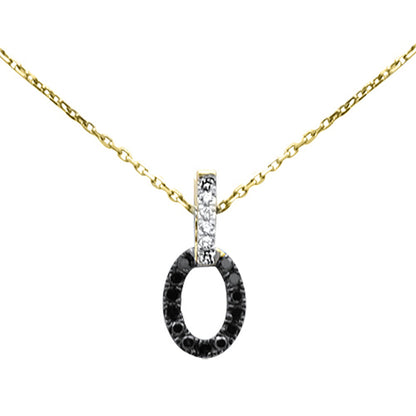 Muse Jewelry .20ct G SI 14K Yellow Gold Black & White Diamond Pendant Necklace 18" Long Chain