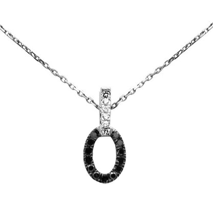 Muse Jewelry .20ct G SI 14K White Gold Black & White Diamond Pendant Necklace 18" Long Chain