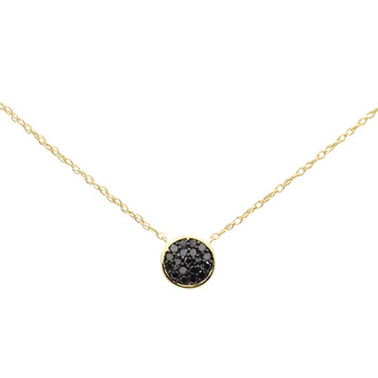 Muse Jewelry .10ct G SI 14K Yellow Gold Black Diamond Round Pendant Necklace 18" Long Chain