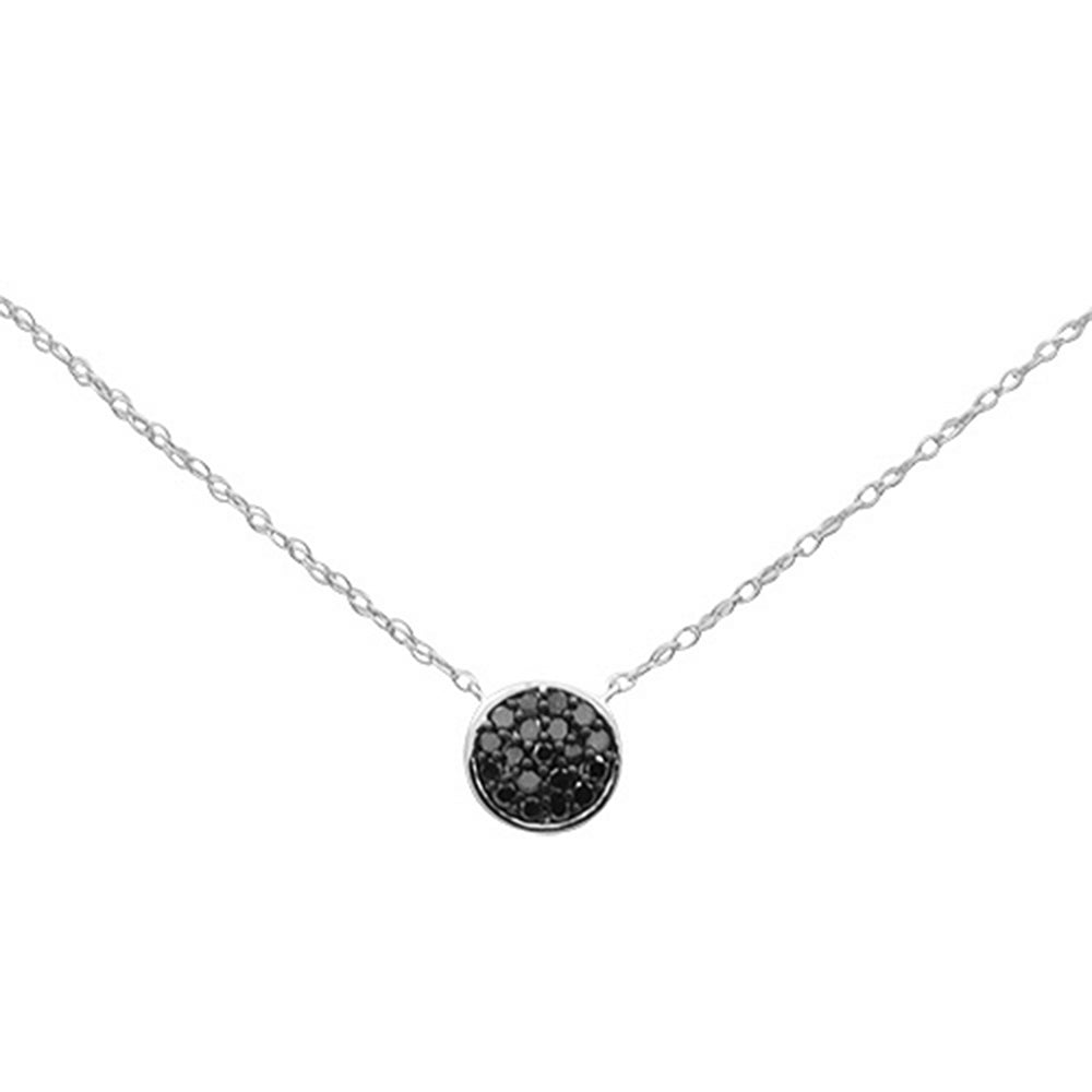 Muse Jewelry .10ct G SI 14K White Gold Black Diamond Round Pendant Necklace 18" Long Chain