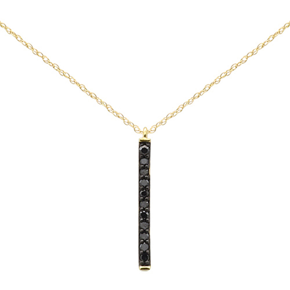 Muse Jewelry .18ct G SI 14K Yellow Gold Black Diamond Drop Pendant Necklace 18" Long Chain