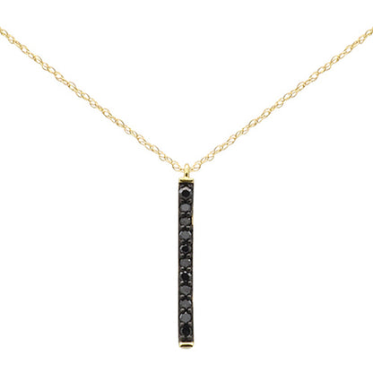 Muse Jewelry .18ct G SI 14K Yellow Gold Black Diamond Drop Pendant Necklace 18" Long Chain