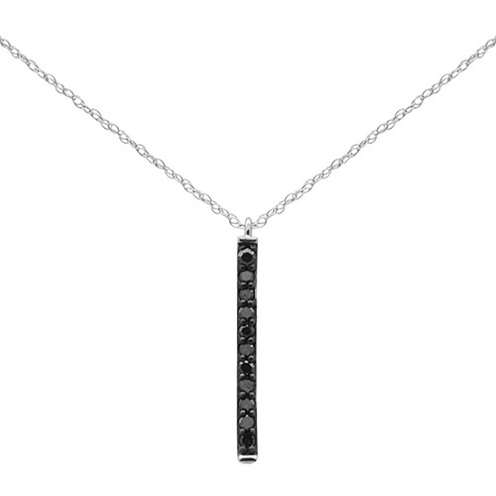 Muse Jewelry .18ct G SI 14K White Gold Black Diamond Drop Pendant Necklace 18" Long Chain