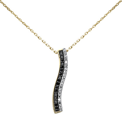 Muse Jewelry .23ct G SI 14K Yellow Gold Black Diamond Drop Pendant Necklace 18" Long Chain