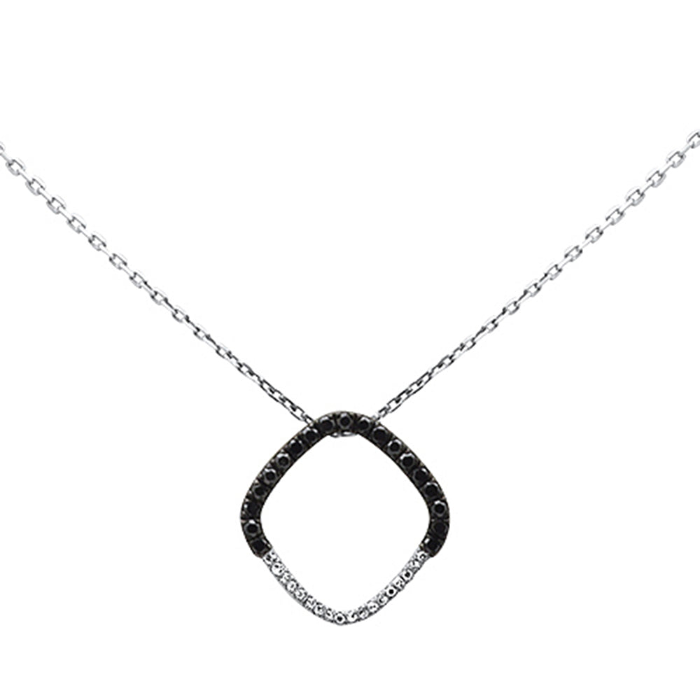 Muse Jewelry .20ct G SI 14K White Gold Black Diamond Pendant Necklace 18" Long Chain