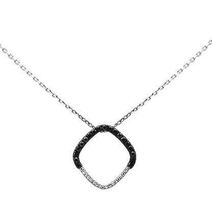 Muse Jewelry .20ct G SI 14K White Gold Black Diamond Pendant Necklace 18" Long Chain