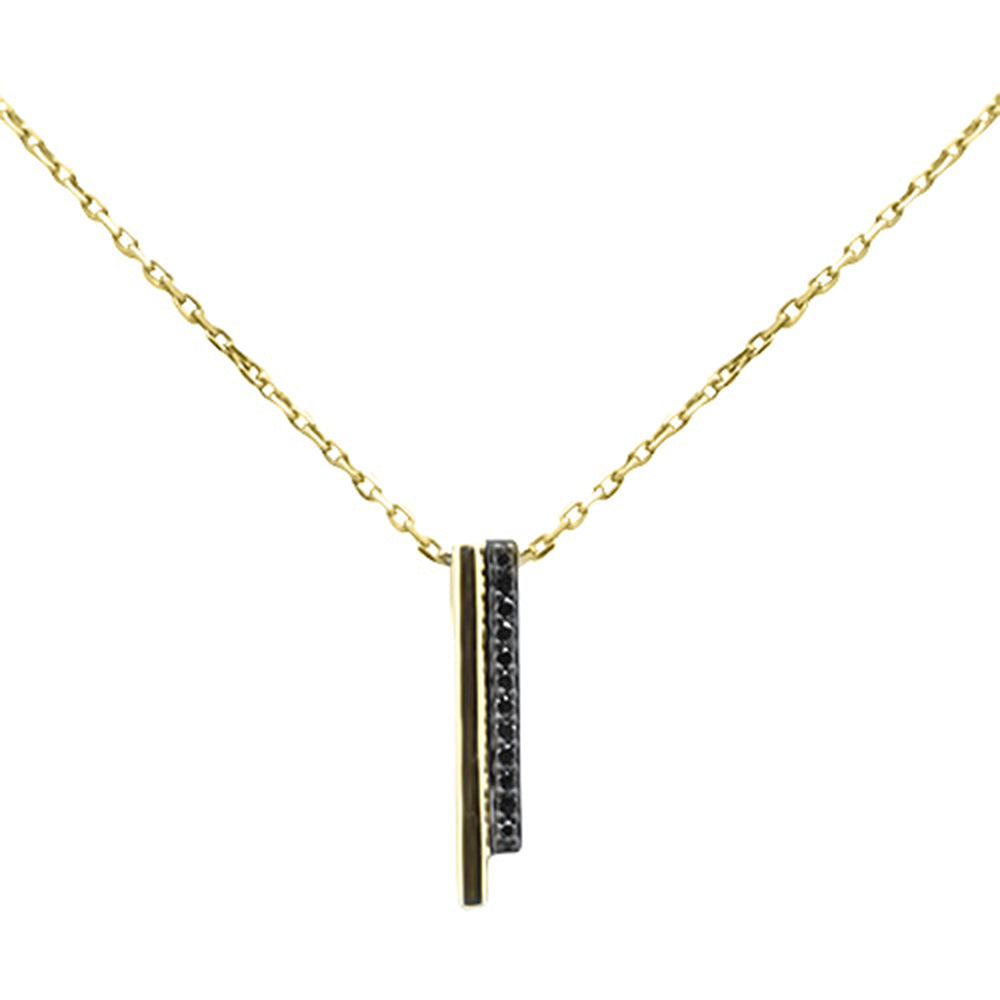 Muse Jewelry .06ct G SI 14K Yellow Gold Black Diamond Pendant Necklace 18" Long Chain