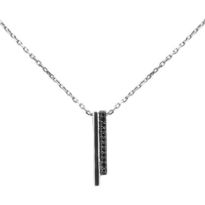 Muse Jewelry .06ct G SI 14K White Gold Black Diamond Pendant Necklace 18" Long Chain