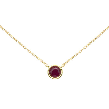 Muse Jewelry .28ct G SI 14K Yellow Gold Ruby Gemstones Solitaire Pendant Necklace 18" Long Chain