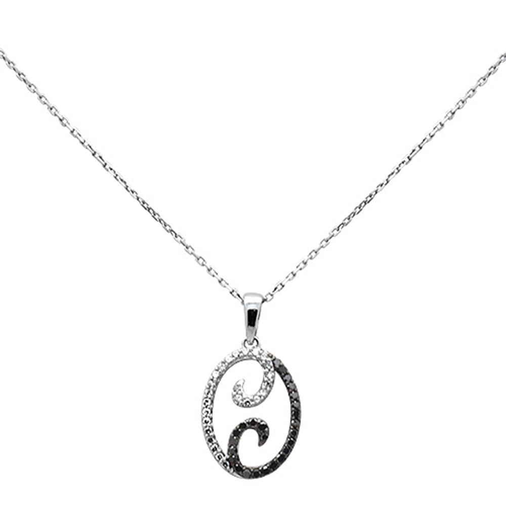 Muse Jewelry .33ct G SI 14K White Gold Black Diamond Pendant Necklace 18" Long Chain