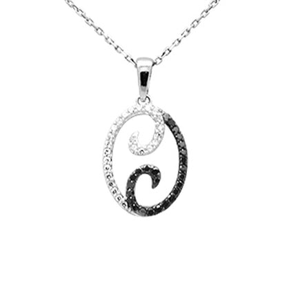 Muse Jewelry .33ct G SI 14K White Gold Black Diamond Pendant Necklace 18" Long Chain