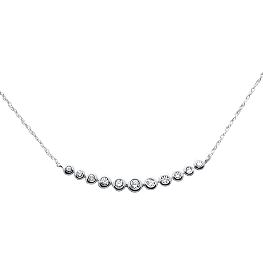 Muse Jewelry .25ct G SI 14K White Gold Diamond Bezel Set Pendant Necklace 18" Long Chain