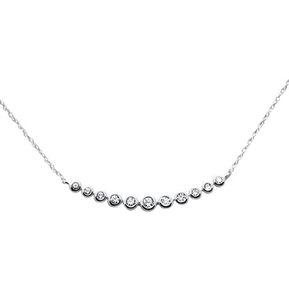 Muse Jewelry .25ct G SI 14K White Gold Diamond Bezel Set Pendant Necklace 18" Long Chain