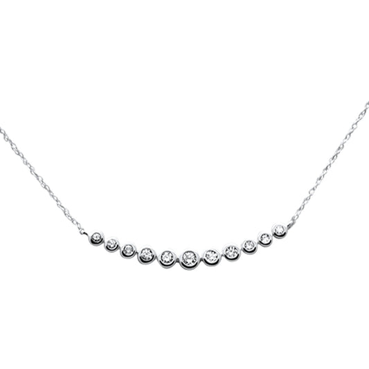 Muse Jewelry .25ct G SI 14K White Gold Diamond Bezel Set Pendant Necklace 18" Long Chain