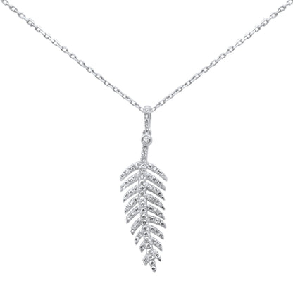 Muse Jewelry .30ct G SI 14K White Gold Diamond Leaf Pendant Necklace 18" Long Chain