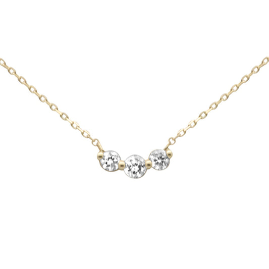 Muse Jewelry .25ct G SI 14K Yellow Gold Three Stone Diamond Pendant Necklace 18" Long Chain