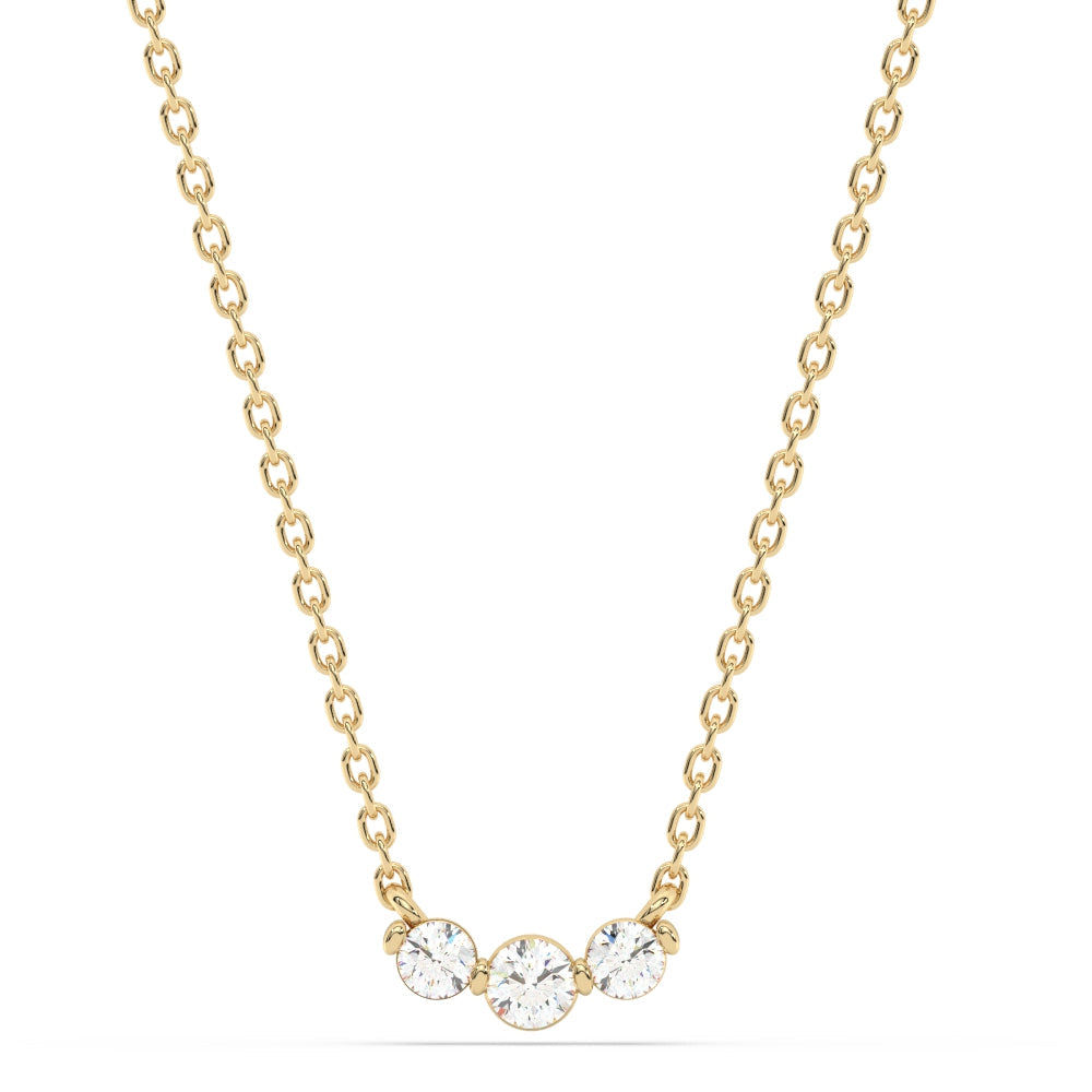 Muse Jewelry .25ct G SI 14K Yellow Gold Three Stone Diamond Pendant Necklace 18" Long Chain