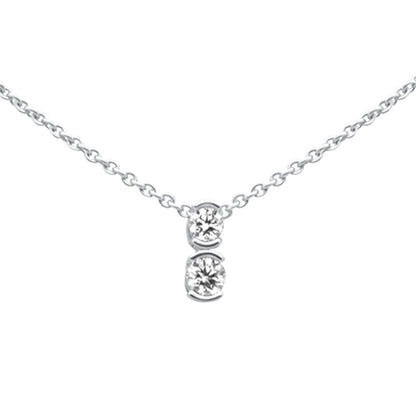 Muse Jewelry .25ct G SI 14K White Gold Two Stone Diamond Pendant Necklace 14+2" Ext. Chain