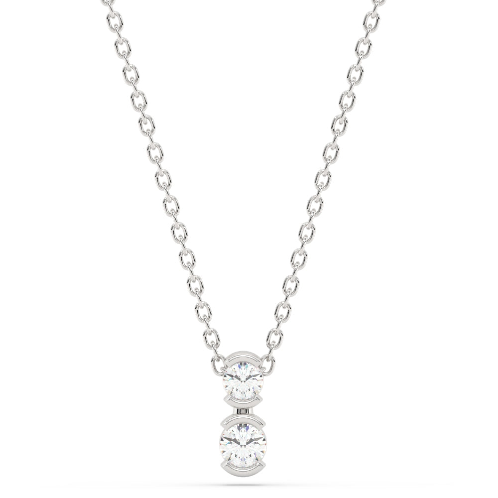 Muse Jewelry .25ct G SI 14K White Gold Two Stone Diamond Pendant Necklace 14+2" Ext. Chain