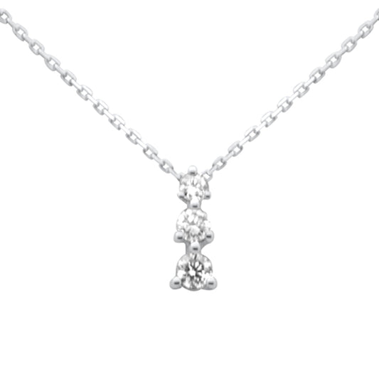 Muse Jewelry .33ct G SI 14K White Gold Three Stone Diamond Pendant Necklace 18" Long Chain