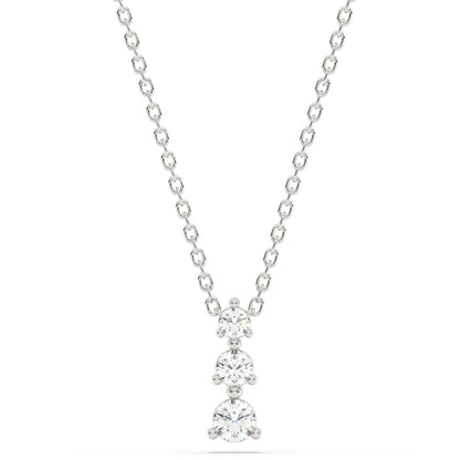 Muse Jewelry .33ct G SI 14K White Gold Three Stone Diamond Pendant Necklace 18" Long Chain