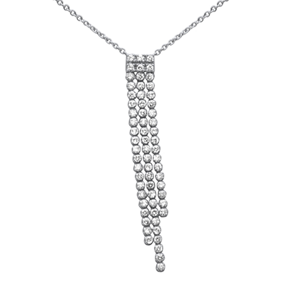 Muse Jewelry 1.45ct G SI 14K White Gold Diamond Drop Pendant Necklace 14+2" Ext. Chain