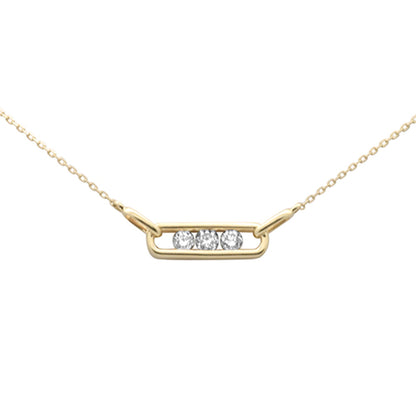 Muse Jewelry .31ct G SI 14K Yellow Gold Three Stone Diamond Pendant Necklace 18" Chain