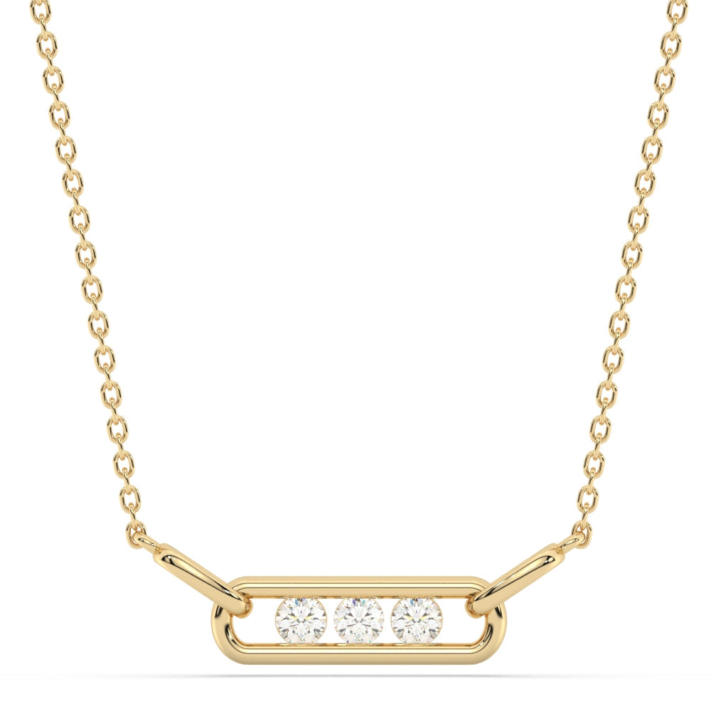 Muse Jewelry .31ct G SI 14K Yellow Gold Three Stone Diamond Pendant Necklace 18" Chain