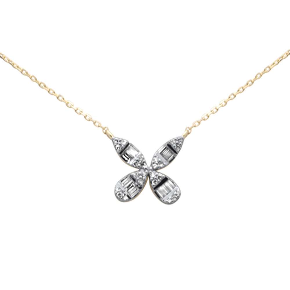 Muse Jewelry .20ct G SI 14K Yellow Gold Round & Baguette Diamond Pendant Necklace 18" Long Chain