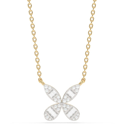 Muse Jewelry .20ct G SI 14K Yellow Gold Round & Baguette Diamond Pendant Necklace 18" Long Chain