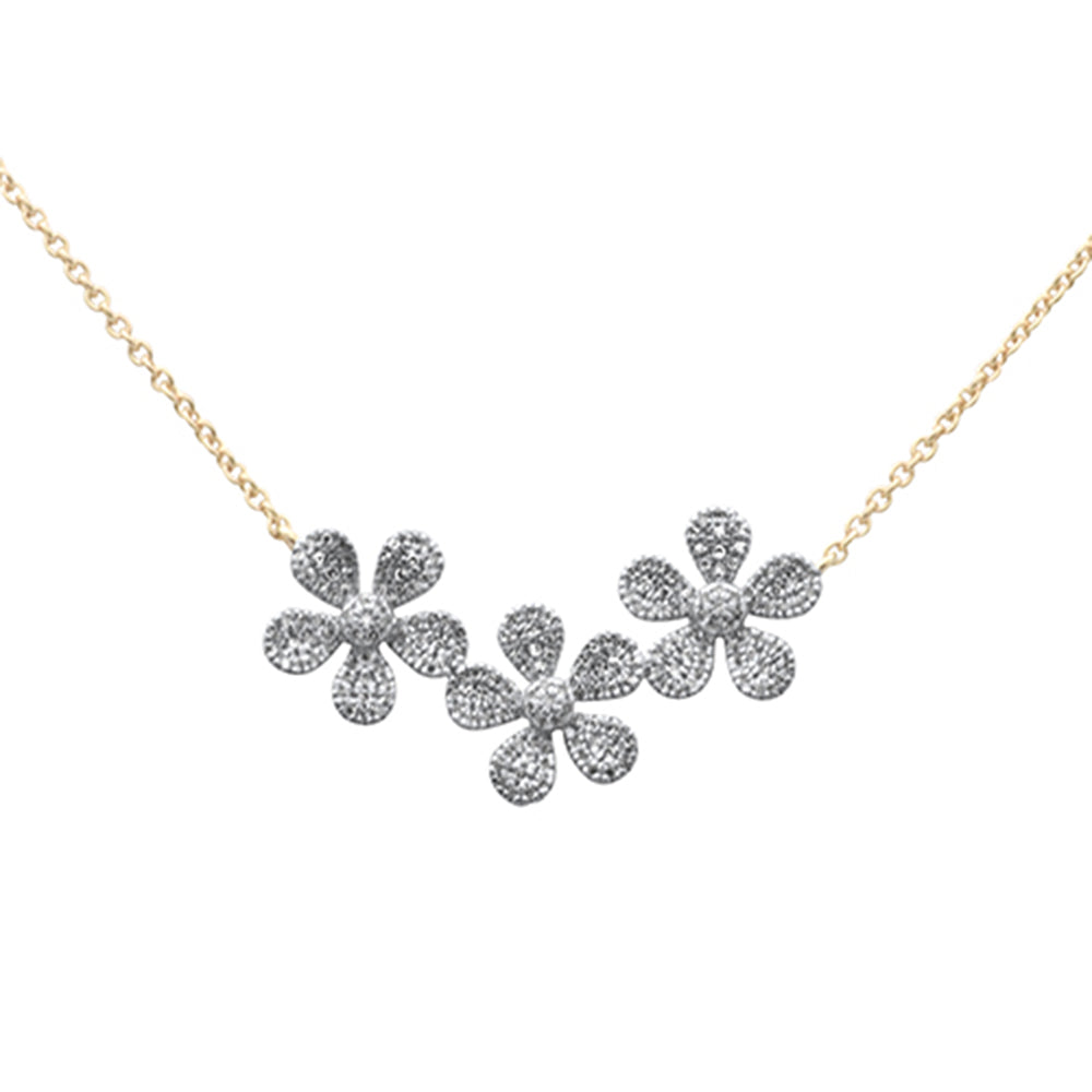 Muse Jewelry .33ct G SI 14K Yellow Gold Diamond Flower Pendant Necklace 13+2" Ext. Chain