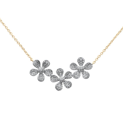 Muse Jewelry .33ct G SI 14K Yellow Gold Diamond Flower Pendant Necklace 13+2" Ext. Chain