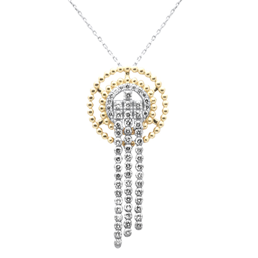 Muse Jewelry 1.25ct G SI 14K Yellow Gold Diamond Beaded Drop Pendant Necklace 18" Long Chain